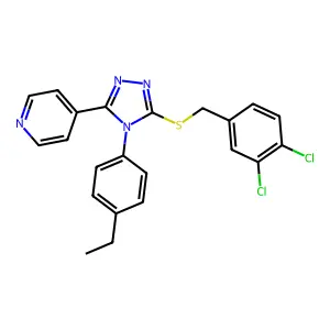 3,4-dichlorobenzyl 4-(4-ethylphenyl)-5-(4-pyridinyl)-4H-1,2,4-triazol-3-yl sulfide structure