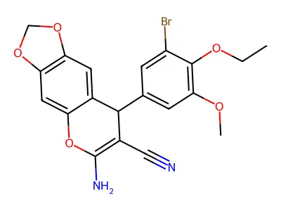6-amino-8-(3-bromo-4-ethoxy-5-methoxyphenyl)-8H-[1,3]dioxolo[4,5-g]chromene-7-carbonitrile structure