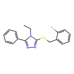 4-Ethyl-3-[(2-fluorophenyl)methylsulfanyl]-5-phenyl-1,2,4-triazole structure
