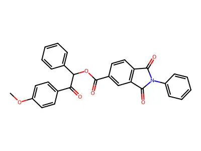 2-(4-methoxyphenyl)-2-oxo-1-phenylethyl 1,3-dioxo-2-phenylisoindoline-5-carboxylate structure