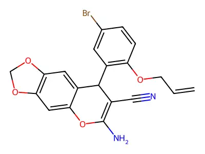 6-amino-8-(5-bromo-2-prop-2-enoxyphenyl)-8H-[1,3]dioxolo[4,5-g]chromene-7-carbonitrile structure