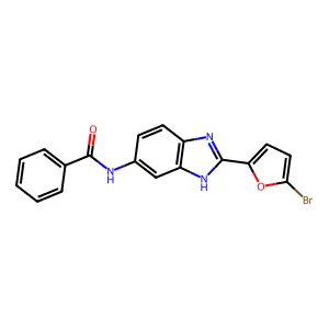N-[2-(5-bromofuran-2-yl)-3H-benzimidazol-5-yl]benzamide structure