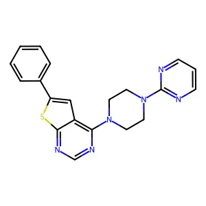 2-(4-{6-Phenylthieno[2,3-d]pyrimidin-4-yl}piperazin-1-yl)pyrimidine structure