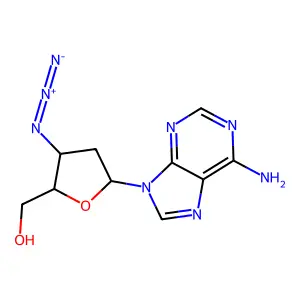 3'-Azido-2',3'-dideoxyadenosine structure