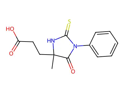 4-Imidazolidinepropanoic acid, 4-methyl-5-oxo-1-phenyl-2-thioxo- structure