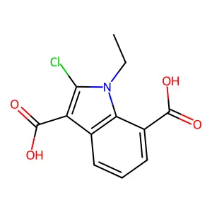 2-氯-1-乙基-1H-吲哚-3,7-二甲酸 structure
