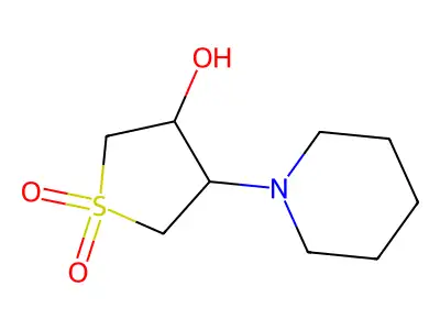 Thiophene-3-ol, tetrahydro-4-(1-piperidinyl)-, 1,1-dioxide structure