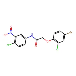 2-(4-bromo-2-chlorophenoxy)-N-(4-chloro-3-nitrophenyl)acetamide structure