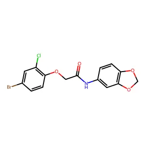 N-(1,3-benzodioxol-5-yl)-2-(4-bromo-2-chlorophenoxy)acetamide structure