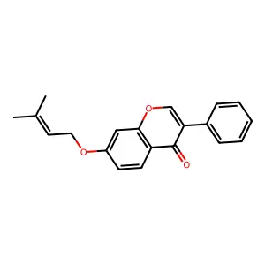 7-((3-methylbut-2-en-1-yl)oxy)-3-phenyl-4H-chromen-4-one structure