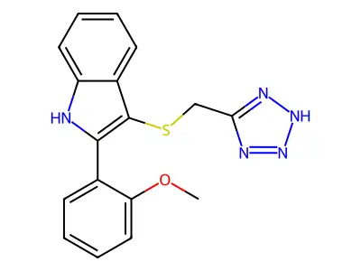 1H-Indole, 2-(2-methoxyphenyl)-3-((1H-tetrazol-5-ylmethyl)thio)- structure
