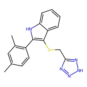 1H-Indole, 2-(2,4-dimethylphenyl)-3-((1H-tetrazol-5-ylmethyl)thio)- structure