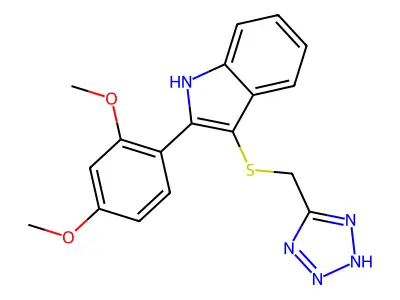 1H-Indole, 2-(2,4-dimethoxyphenyl)-3-((1H-tetrazol-5-ylmethyl)thio)- structure