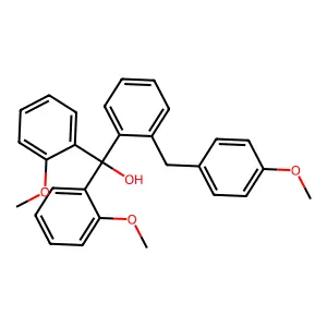 Bis(2-methoxyphenyl)-[2-[(4-methoxyphenyl)methyl]phenyl]methanol structure