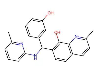 7-{(3-Hydroxyphenyl)[(6-methylpyridin-2-yl)amino]methyl}-2-methylquinolin-8-ol structure