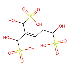1,5-Dihydroxy-2-(hydroxy(sulfo)methyl)-2-pentene-1,5-disulfonic acid structure