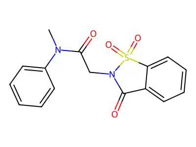 N-methyl-N-phenyl-2-(1,1,3-trioxo-1,2-benzothiazol-2-yl)acetamide structure