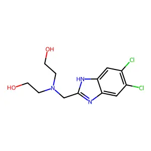 2-[(5,6-dichloro-1H-benzimidazol-2-yl)methyl-(2-hydroxyethyl)amino]ethanol structure