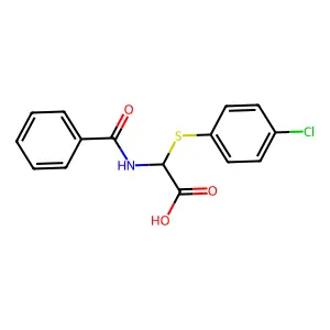 2-苯甲酰氨基-2-(4-氯苯基)硫基乙酸 structure