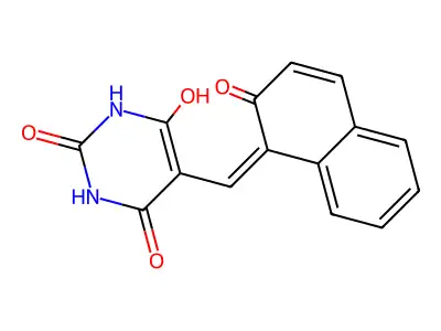 5-(2-Hydroxy-1-naphthylmethylene)barbituric acid structure