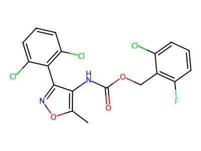 2-Chloro-6-fluorobenzyl (3-(2,6-dichlorophenyl)-5-methylisoxazol-4-yl)carbamate structure