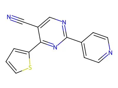 2-(Pyridin-4-yl)-4-(thiophen-2-yl)pyrimidine-5-carbonitrile structure