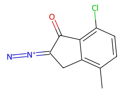 7-chloro-2-diazonio-4-methyl-3H-inden-1-olate structure