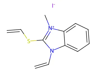 1-Ethenyl-2-(ethenylsulfanyl)-3-methyl-1H-benzimidazol-3-ium iodide structure