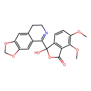 3-(7,8-dihydro-[1,3]dioxolo[4,5-g]isoquinolin-5-yl)-3-hydroxy-6,7-dimethoxy-2-benzofuran-1-one structure