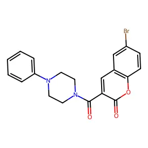 6-bromo-3-(4-phenylpiperazine-1-carbonyl)-2H-chromen-2-one structure