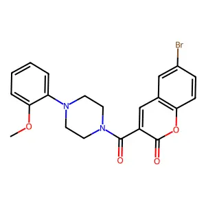6-bromo-3-{[4-(2-methoxyphenyl)piperazino]carbonyl}-2H-chromen-2-one structure
