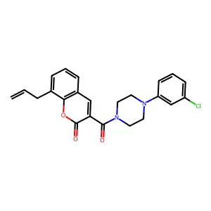 3-[4-(3-Chlorophenyl)piperazine-1-carbonyl]-8-prop-2-enylchromen-2-one structure
