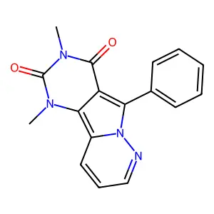 1,3-dimethyl-5-phenylpyrimido[4',5':3,4]pyrrolo[1,2-b]pyridazine-2,4(1H,3H)-dione structure