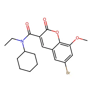 6-bromo-N-cyclohexyl-N-ethyl-8-methoxy-2-oxo-2H-chromene-3-carboxamide structure