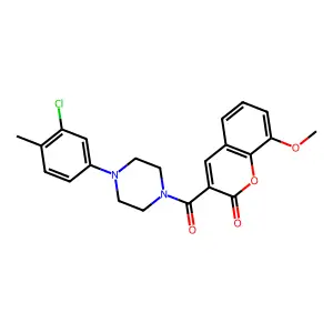 3-[4-(3-chloro-4-methylphenyl)piperazine-1-carbonyl]-8-methoxy-2H-chromen-2-one structure