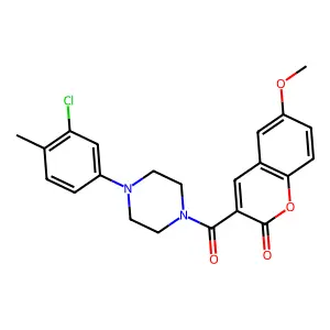 3-[4-(3-chloro-4-methylphenyl)piperazine-1-carbonyl]-6-methoxy-2H-chromen-2-one structure