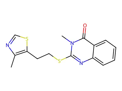 3-Methyl-2-[2-(4-methyl-5-thiazolyl)ethylthio]-4-quinazolinone structure