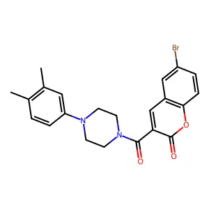 6-bromo-3-[4-(3,4-dimethylphenyl)piperazine-1-carbonyl]-2H-chromen-2-one structure
