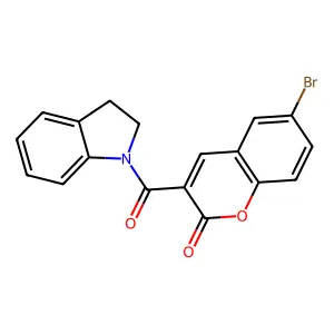 6-bromo-3-(2,3-dihydro-1H-indol-1-ylcarbonyl)-2H-chromen-2-one structure