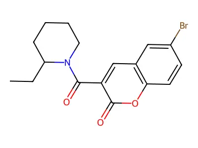 6-bromo-3-(2-ethylpiperidine-1-carbonyl)-2H-chromen-2-one structure