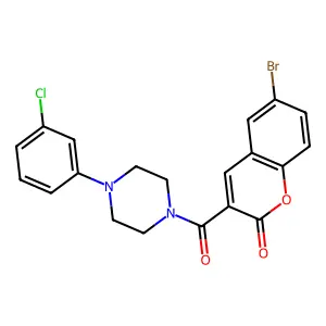6-bromo-3-{[4-(3-chlorophenyl)piperazino]carbonyl}-2H-chromen-2-one structure