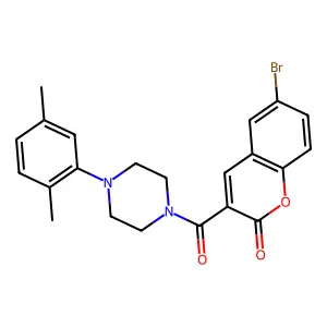 6-Bromo-3-[4-(2,5-dimethylphenyl)piperazine-1-carbonyl]chromen-2-one structure
