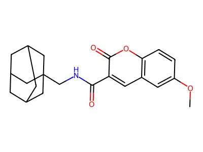 2H-Chromene-3-carboxamide, N-(adamantan-1-yl)methyl-6-methoxy-2-oxo- structure