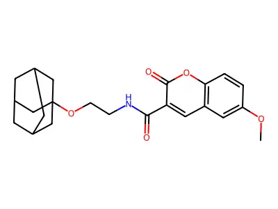 N-[2-(adamantan-1-yloxy)ethyl]-6-methoxy-2-oxo-2H-chromene-3-carboxamide structure