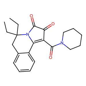 5,5-diethyl-1-[oxo(1-piperidinyl)methyl]-6H-pyrrolo[2,1-a]isoquinoline-2,3-dione structure