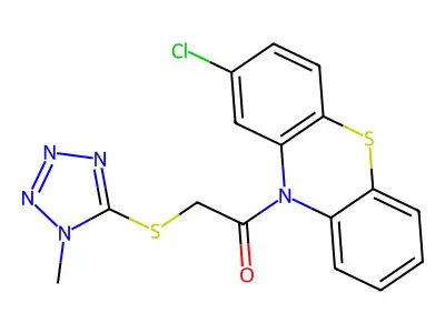 1-(2-Chloro-10-phenothiazinyl)-2-[(1-methyl-5-tetrazolyl)thio]ethanone structure