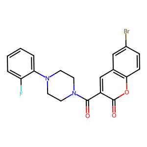 6-bromo-3-[4-(2-fluorophenyl)piperazine-1-carbonyl]-2H-chromen-2-one structure