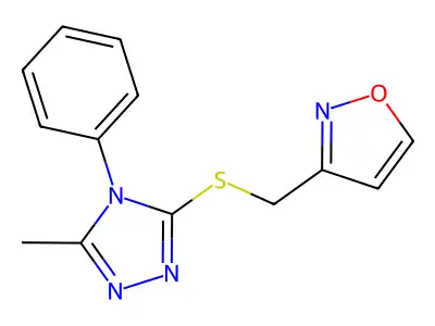 5-(Isoxazol-3-ylmethylthio)-3-methyl-4-phenyl-1,2,4-triazole structure