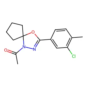 1-Acetyl-3-(3-chloro-4-methylphenyl)-4-oxa-1,2-diazaspiro[4.4]non-2-ene structure