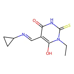 5-[(cyclopropylamino)methylene]-1-ethyl-2-thioxodihydro-4,6(1H,5H)-pyrimidinedione structure